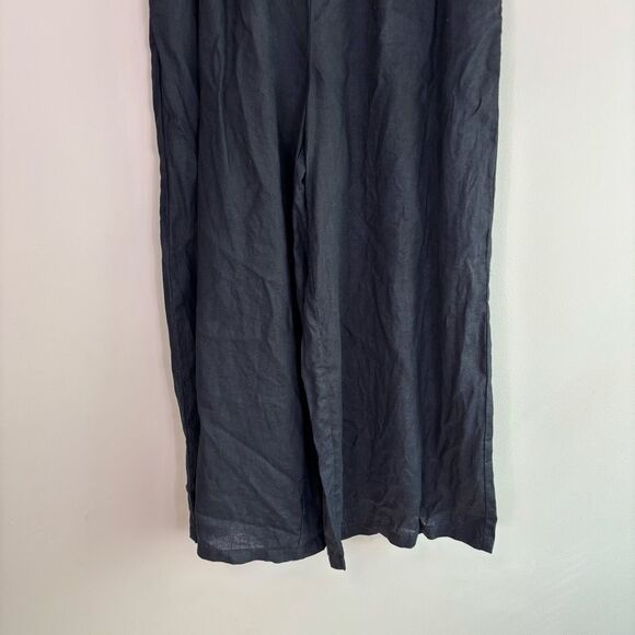 Anthropologie Black 100% Linen Wide Leg Pull On Pants Size Medium - Picture 4 of 11